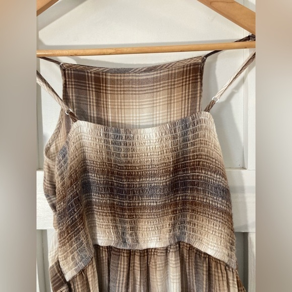 AMERICAN Eagle Brown plaid jumpsuit Size small spaghetti strap flowey - Picture 9 of 10